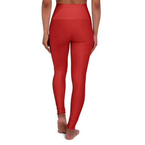 Women's High-Waist Fitness Leggings – Red