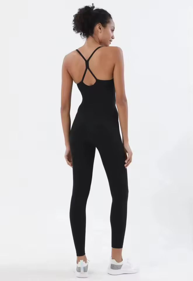 Women's Naked Feeling 2-Piece Gym Set — Seamless Sports Bra & High Waist Leggings | Black
