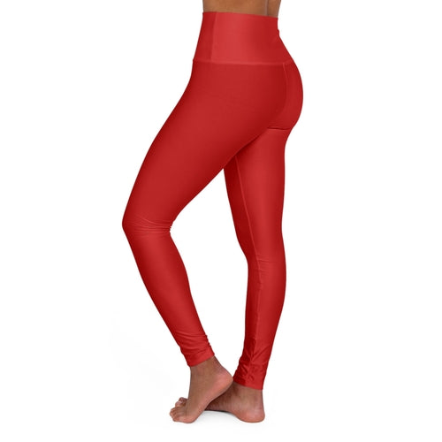 Women's High-Waist Fitness Leggings – Red