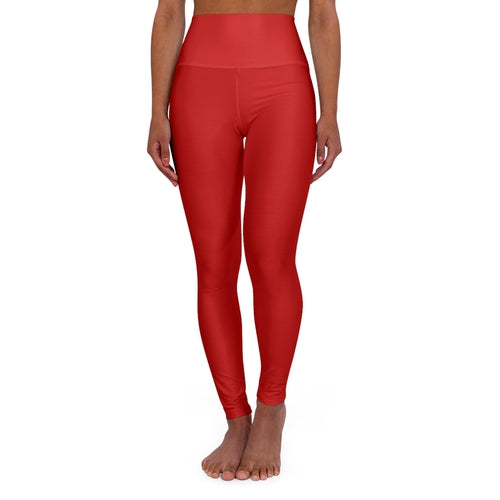 Women's High-Waist Fitness Leggings – Red