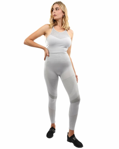 Helia Seamless Set — Cut-Out Sports Bra & High Waist Leggings | Grey