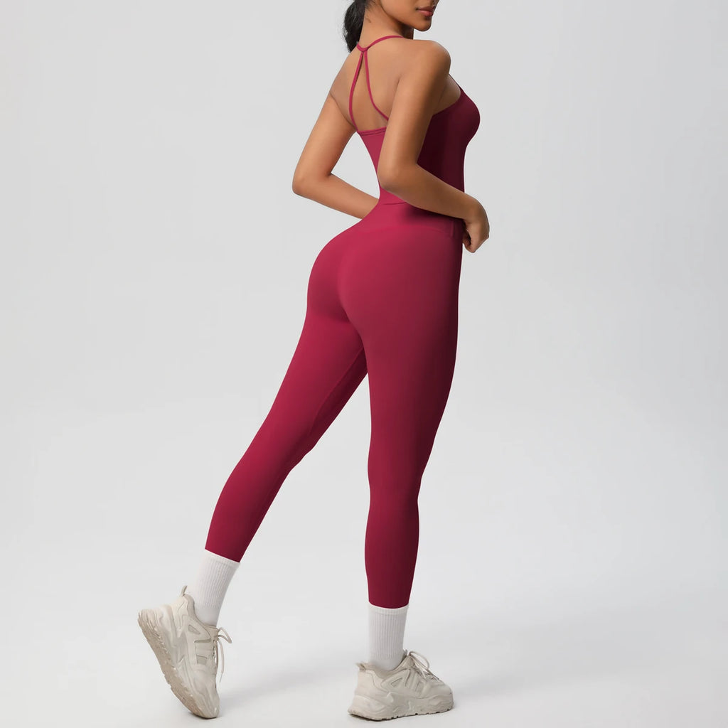 Women's Halter Crossback Activewear Set — Tummy Control Top & Leggings