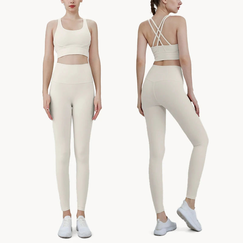 Women's 2-Piece Yoga Set – Sports Bra & High-Waist Leggings | Quick-Dry Nylon Activewear