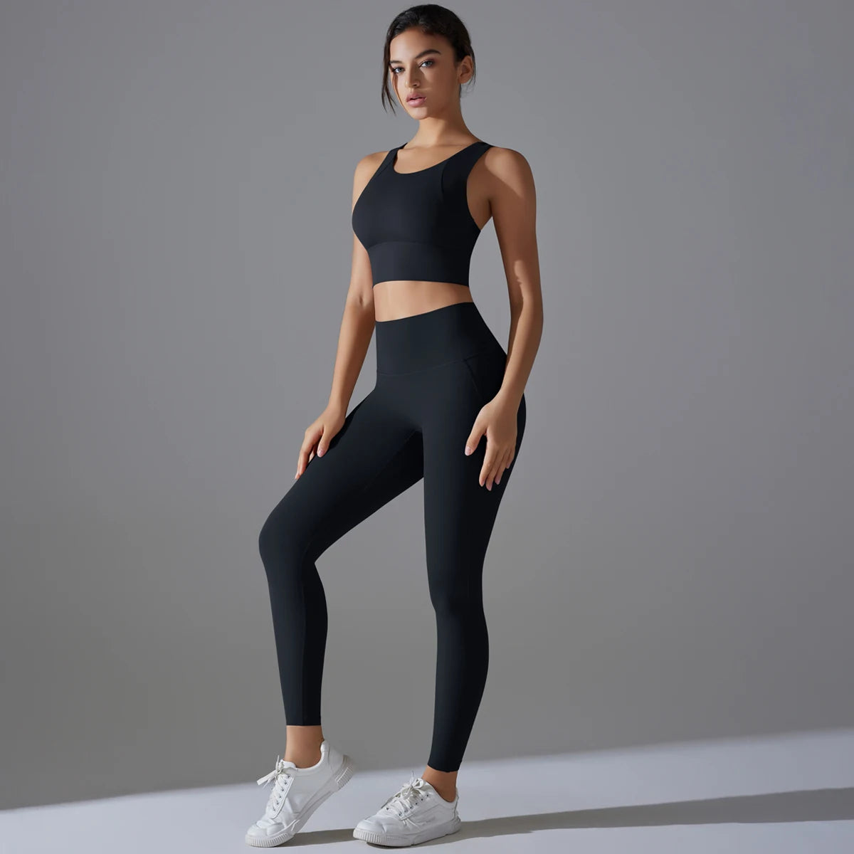 Women's 2-Piece Yoga Set — Shockproof Sports Bra & High-Waist Leggings