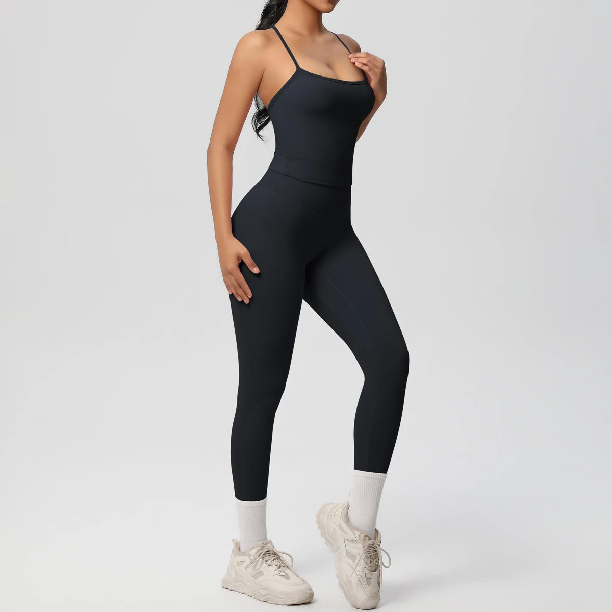 Women's Halter Crossback Activewear Set — Tummy Control Top & Leggings