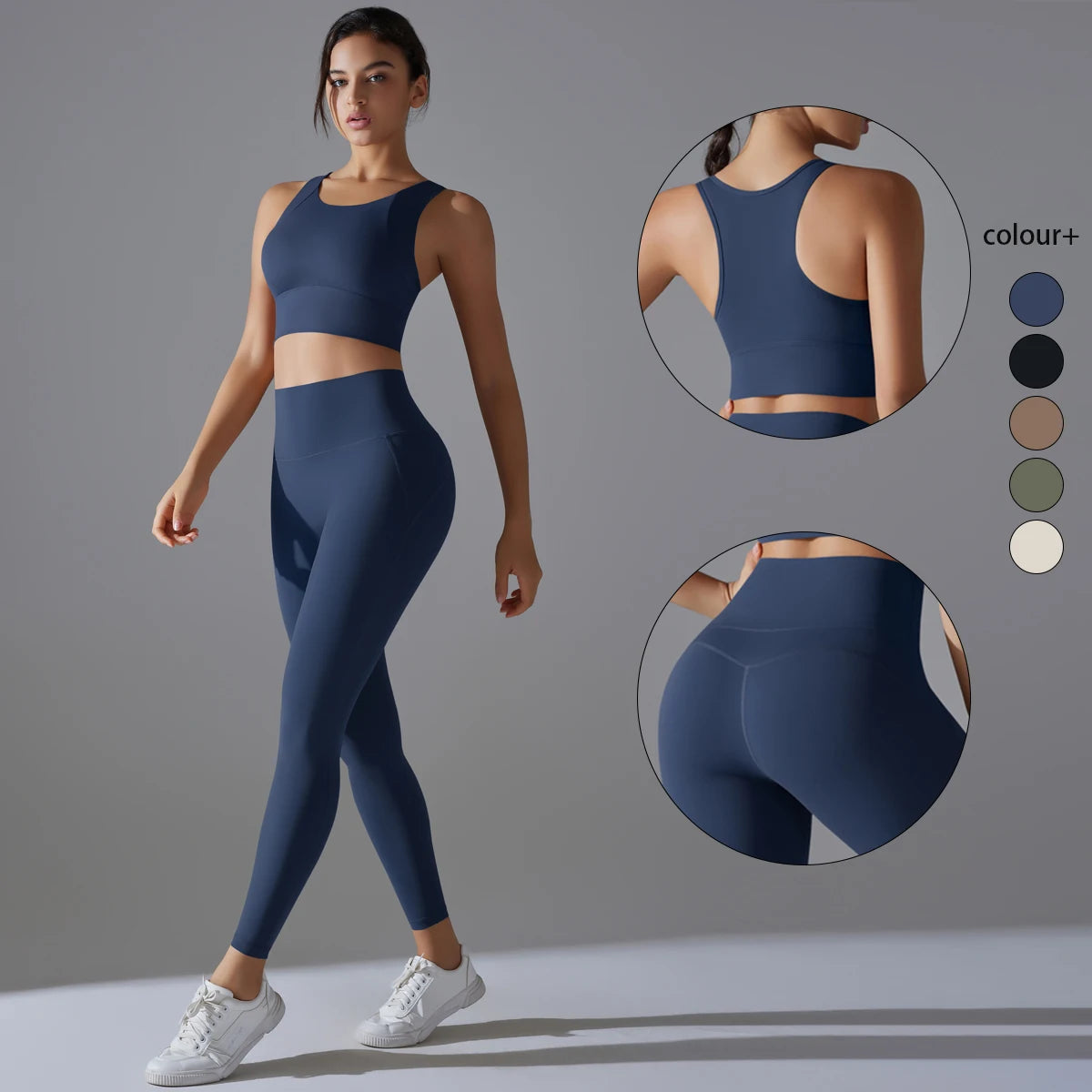 Women's 2-Piece Yoga Set — Shockproof Sports Bra & High-Waist Leggings