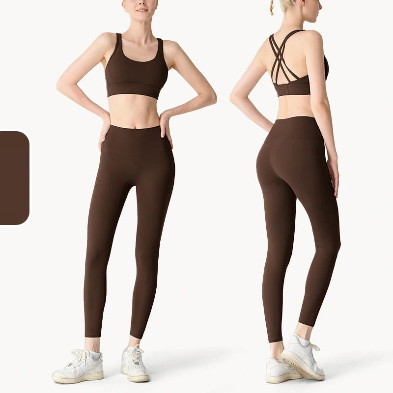 Women's Fitness Set — Sports Bra & High Waist Leggings with Pocket | Lycra