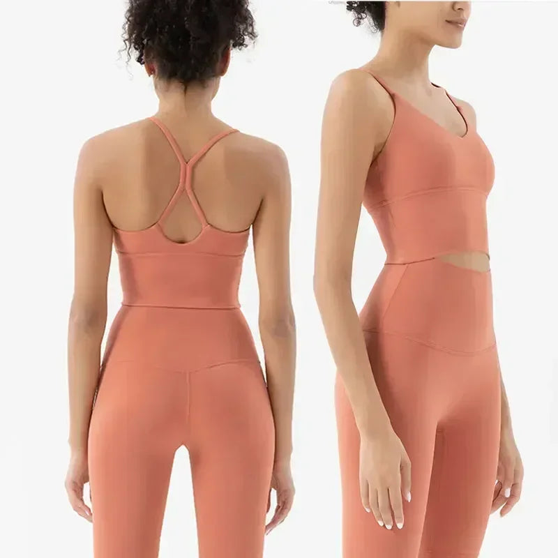 Naked Feeling Fitness Set — Coral | Sports Bra & High-Waist Leggings
