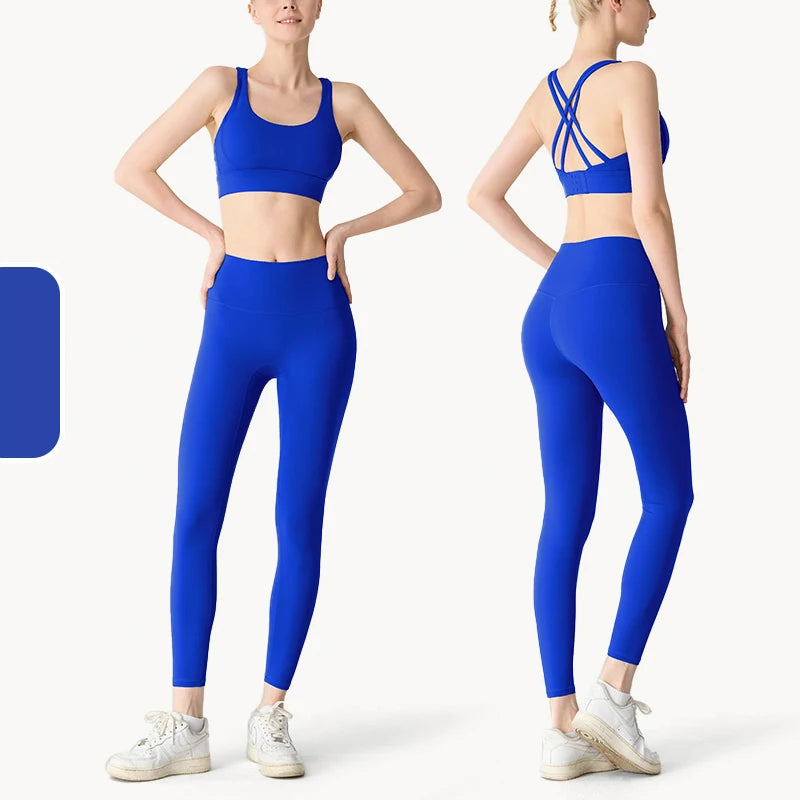 Women's Fitness Set — Sports Bra & High Waist Leggings with Pocket | Lycra