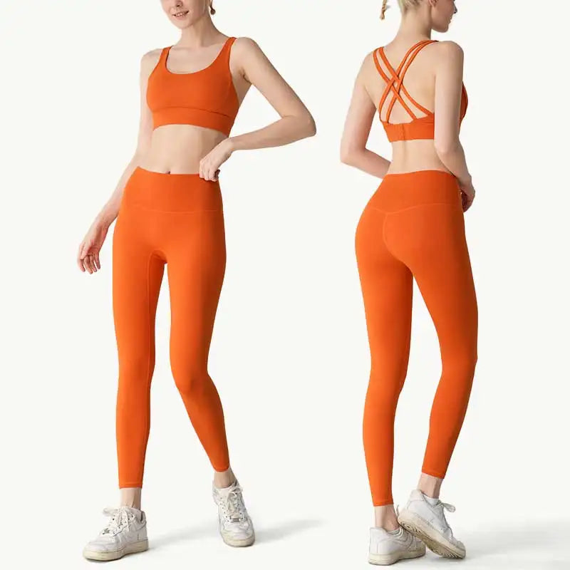 Women's Fitness Set — Sports Bra & High Waist Leggings with Pocket | Lycra