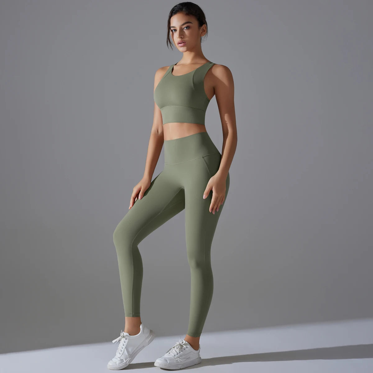 Women's 2-Piece Yoga Set — Shockproof Sports Bra & High-Waist Leggings
