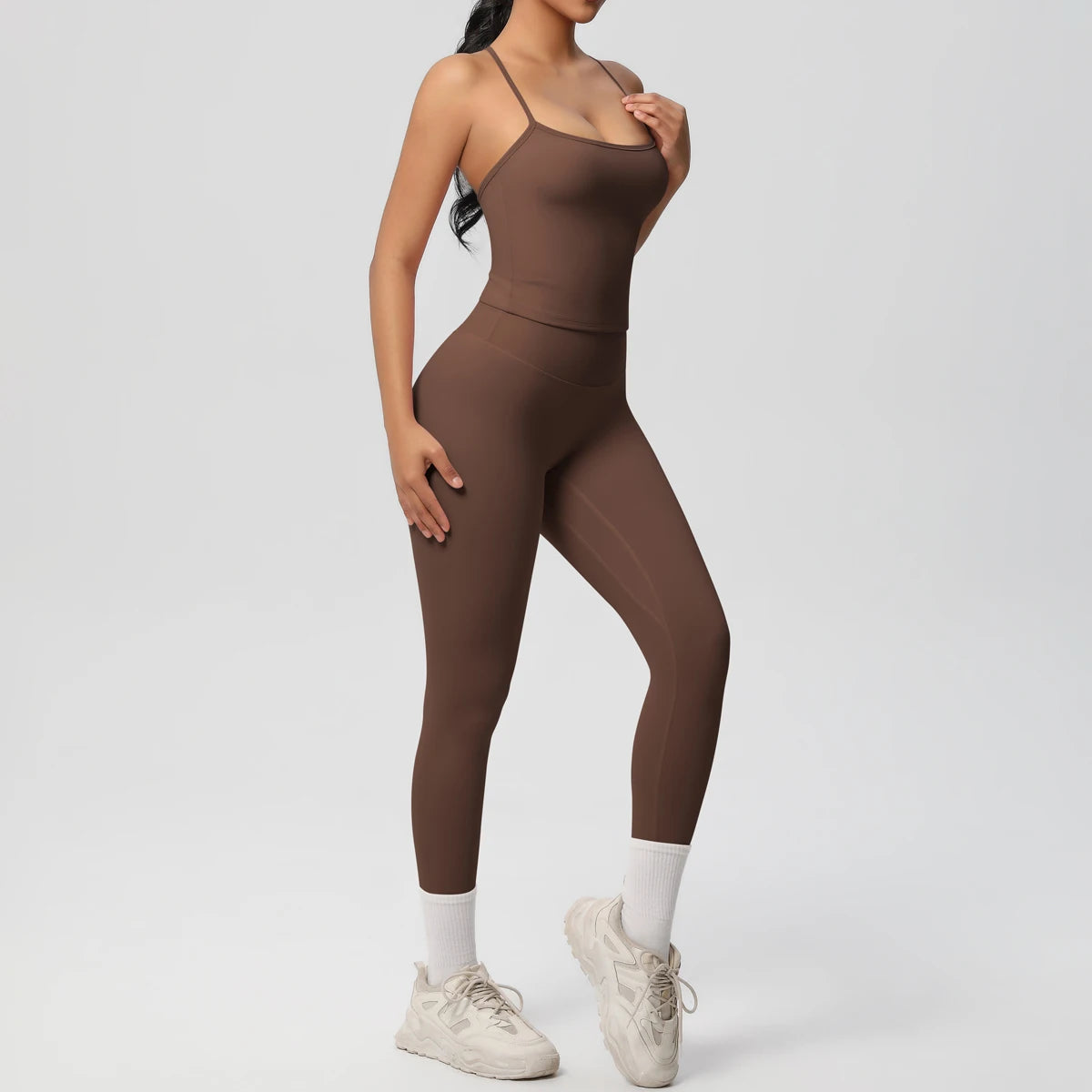 Women's Halter Crossback Activewear Set — Tummy Control Top & Leggings