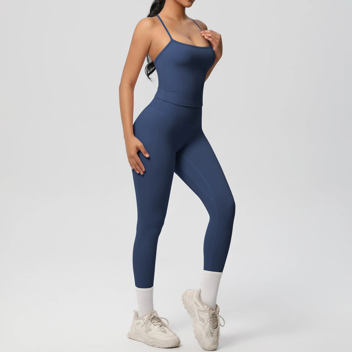 Women's Halter Crossback Activewear Set — Tummy Control Top & Leggings