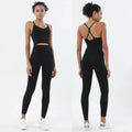 Women's Naked Feeling 2-Piece Gym Set — Seamless Sports Bra & High Waist Leggings | Black