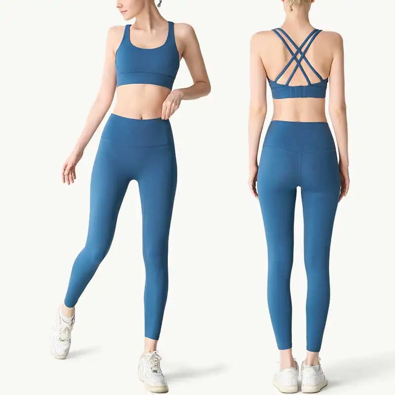 Women's Fitness Set — Sports Bra & High Waist Leggings with Pocket | Lycra