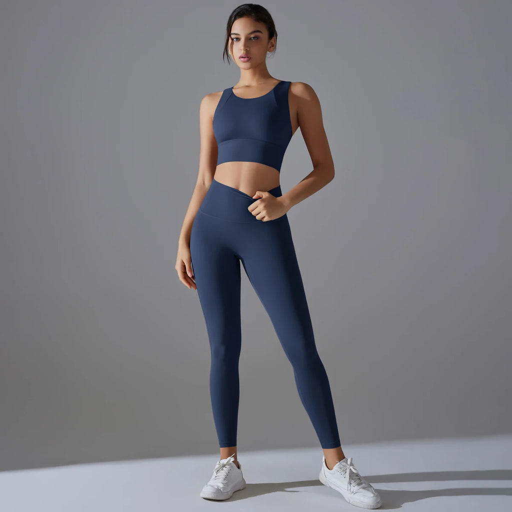 Women's 2-Piece Yoga Set — Shockproof Sports Bra & High-Waist Leggings