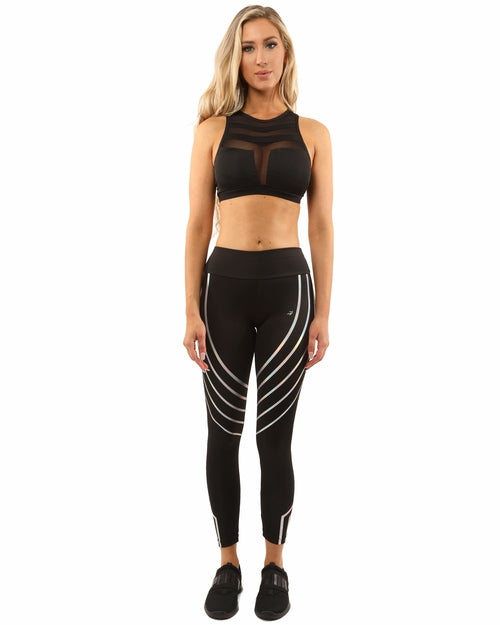 Laguna Activewear Set — High-Waist Leggings & Racerback Sports Bra | Black