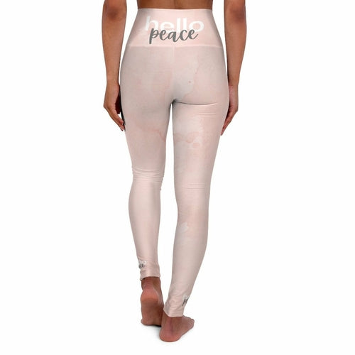 Pink Peach Marble High-Waist Yoga Leggings — Women's Fitness Pants