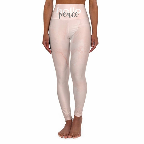 Pink Peach Marble High-Waist Yoga Leggings — Women's Fitness Pants
