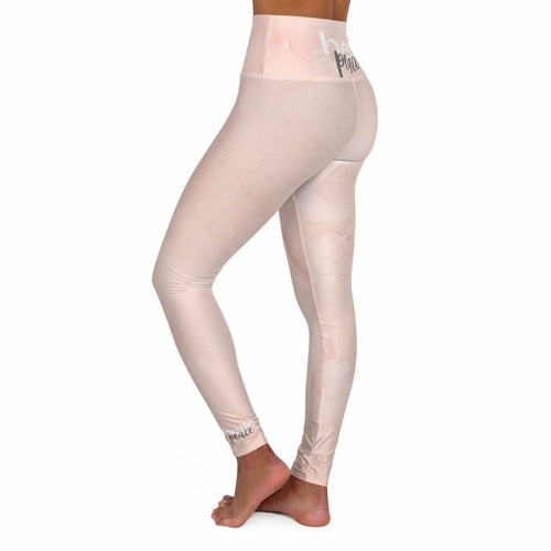 Pink Peach Marble High-Waist Yoga Leggings — Women's Fitness Pants