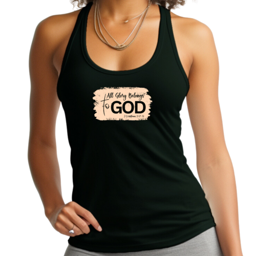 Womens Fitness Tank Top Graphic T-shirt - All Glory Belongs to God