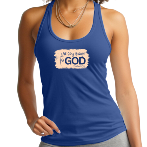 Womens Fitness Tank Top Graphic T-shirt - All Glory Belongs to God