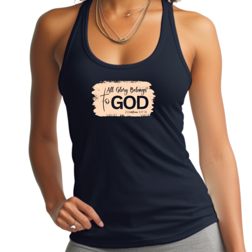 Womens Fitness Tank Top Graphic T-shirt - All Glory Belongs to God