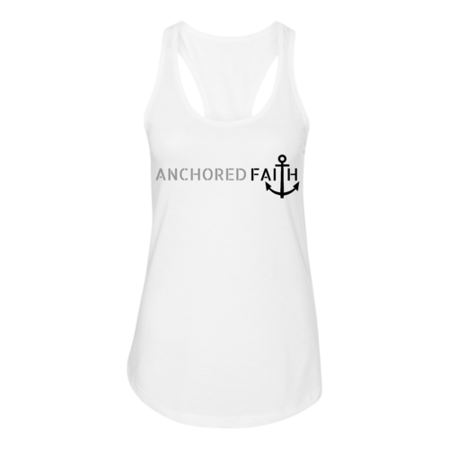Womens Fitness Tank Top Graphic T-shirt - Anchored Faith Grey