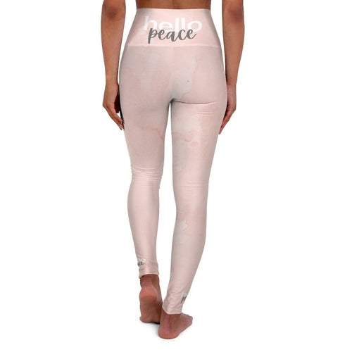 Pink Peach Marble High-Waist Yoga Leggings — Women's Fitness Pants
