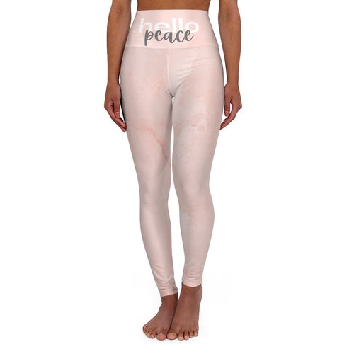 Pink Peach Marble High-Waist Yoga Leggings — Women's Fitness Pants